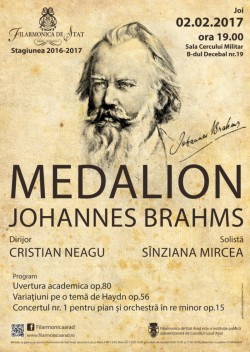 Medalion Johannes Brahms la Filarmonica din Arad, Invitata serii – pianista Sânziana Mircea