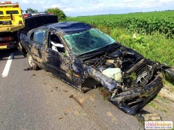 Mașină răsturnată în urma unui accident între Zimand și Sântana
