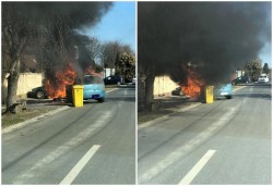 Opel Corsa făcut scurm de un incendiu în cartierul “Subcetate”