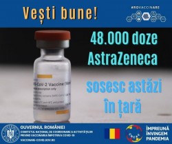 48.000 doze de vaccin AstraZeneca sosesc azi în România