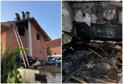 Proprietarii unei case din cartierul Cadaș, s-au trezit marți dimineața cu casa în flăcări