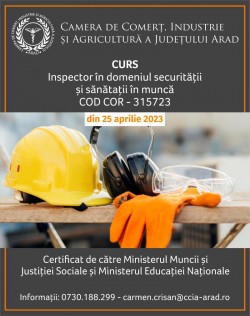 Curs de inspector sănătate și securitate în muncă și  referent resurse umane la Camera de Comerț Arad