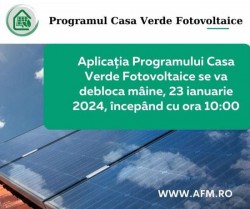 Aplicația Programului Casa Verde Fotovoltaice se deblochează marți, 23 ianuarie