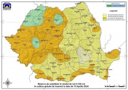 Rezerva de umiditate la cultura grâului de toamnă se menține satisfăcătoare în județul Arad. Secetă pedologică moderată în mai bine din jumătate de țară

