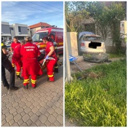 Două victime transportate la spital în urma unui accident produs pe strada Ogorului din Arad